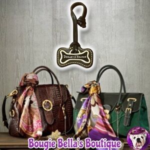 Dooney & Bourke Dog Bone Hang Tag Bag Charm with Black Leather Strap 🦴